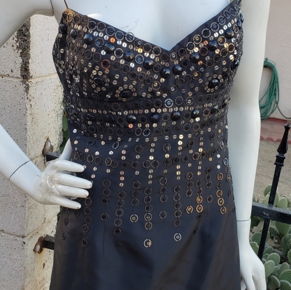 Mikael Aghal Black Metallic Sequin Dress - Picture 3 of 4